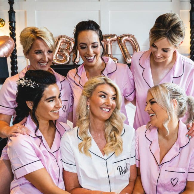 Girls in bridal prep room at manor house lindley