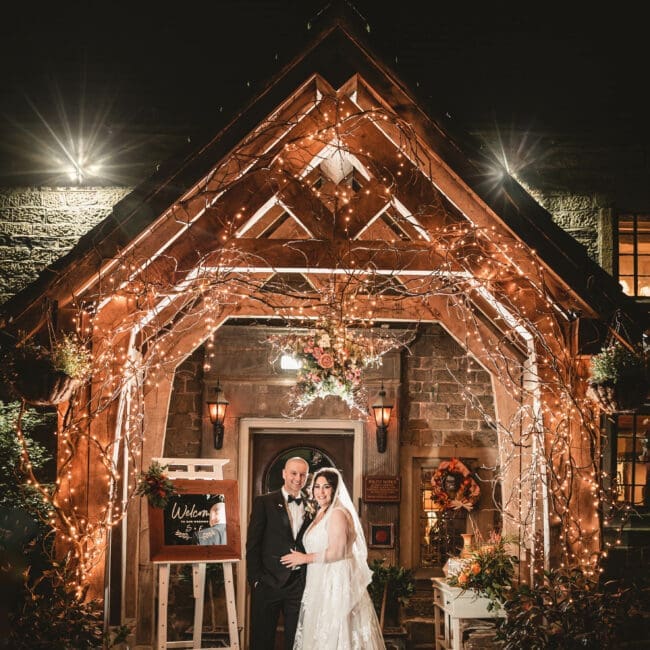 A night photo taken at whitley hall of a bride and groom | Whitley Hall | Yorkshire wedding photographer