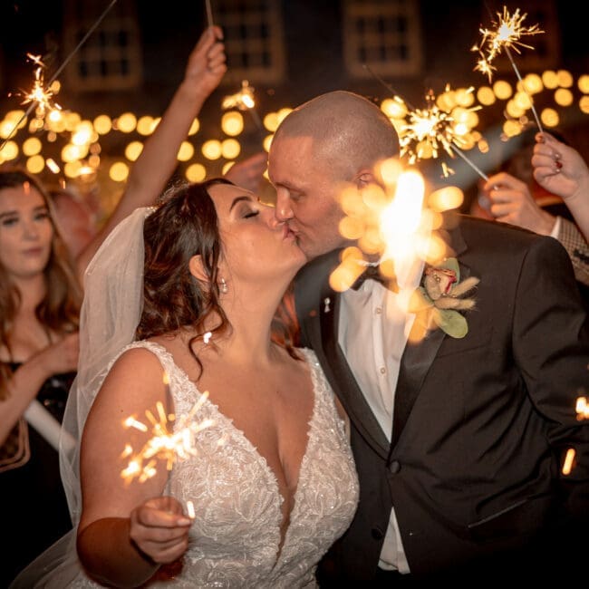 bride and groom sparkler photo at whitley hall