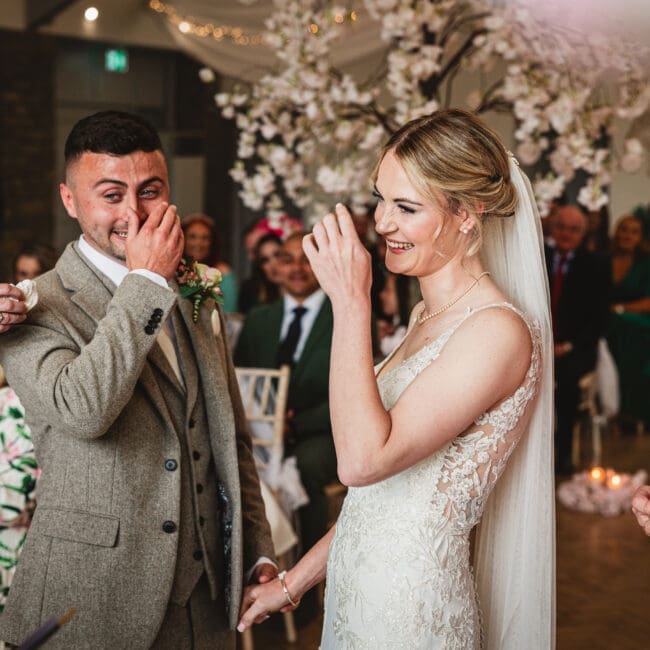 mytton fold ceremony room bride and groom