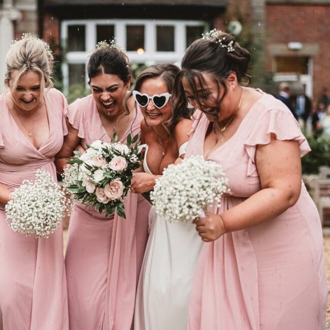 bridesmaids in pink at ashfield house