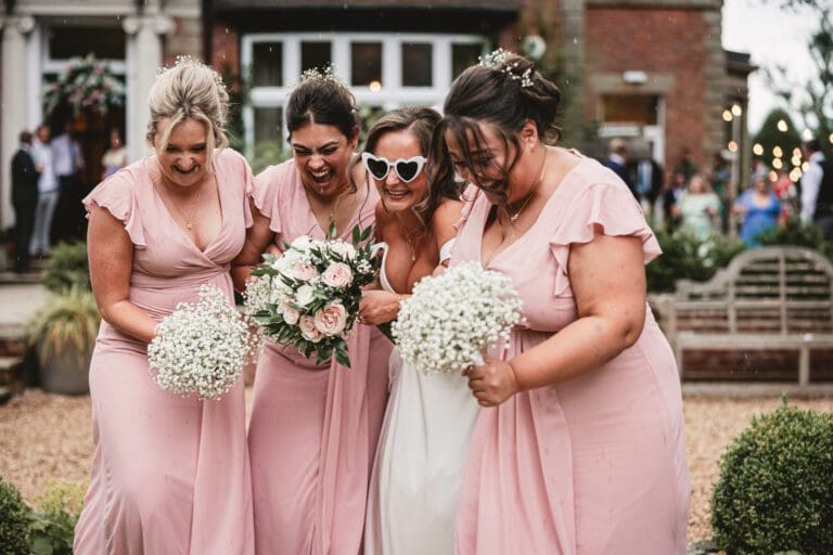 bridesmaids in pink at ashfield house