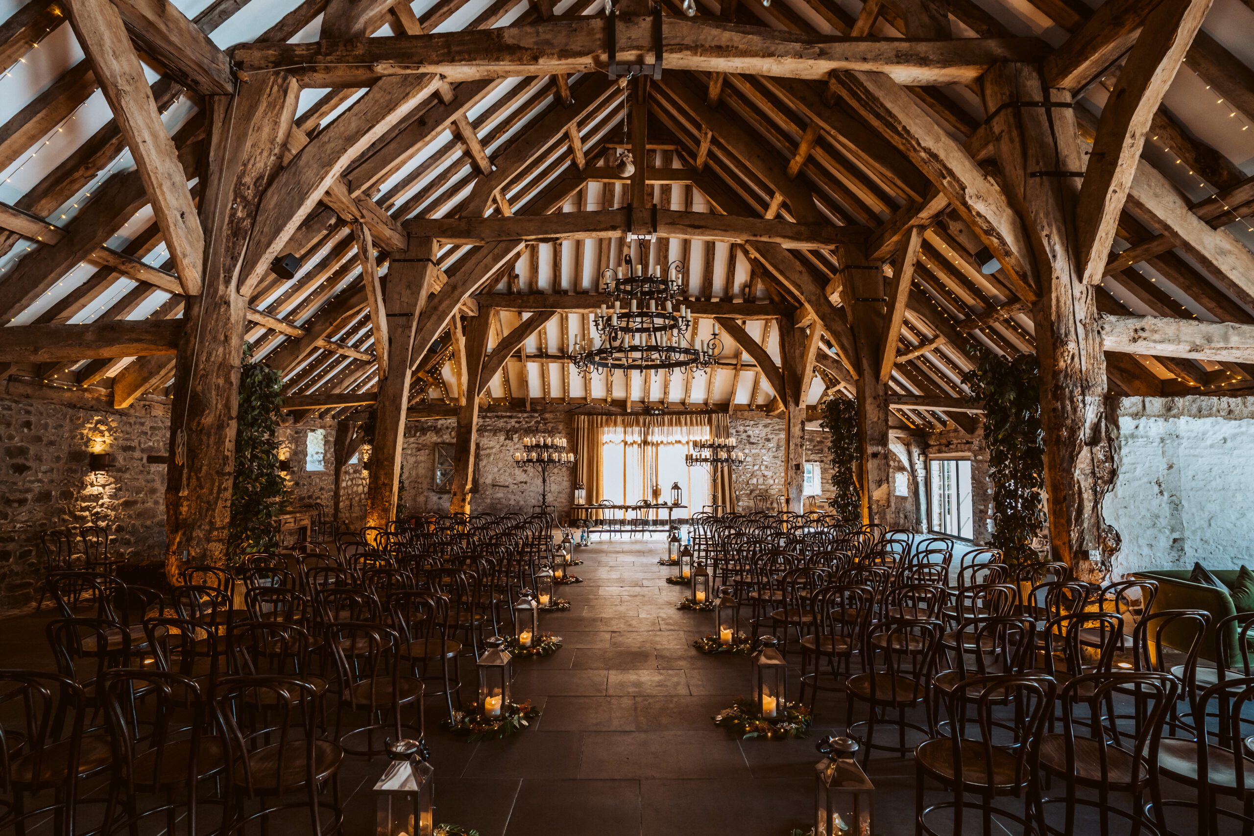 The Tithe Barn Inside ceremony room all setup and ready to use