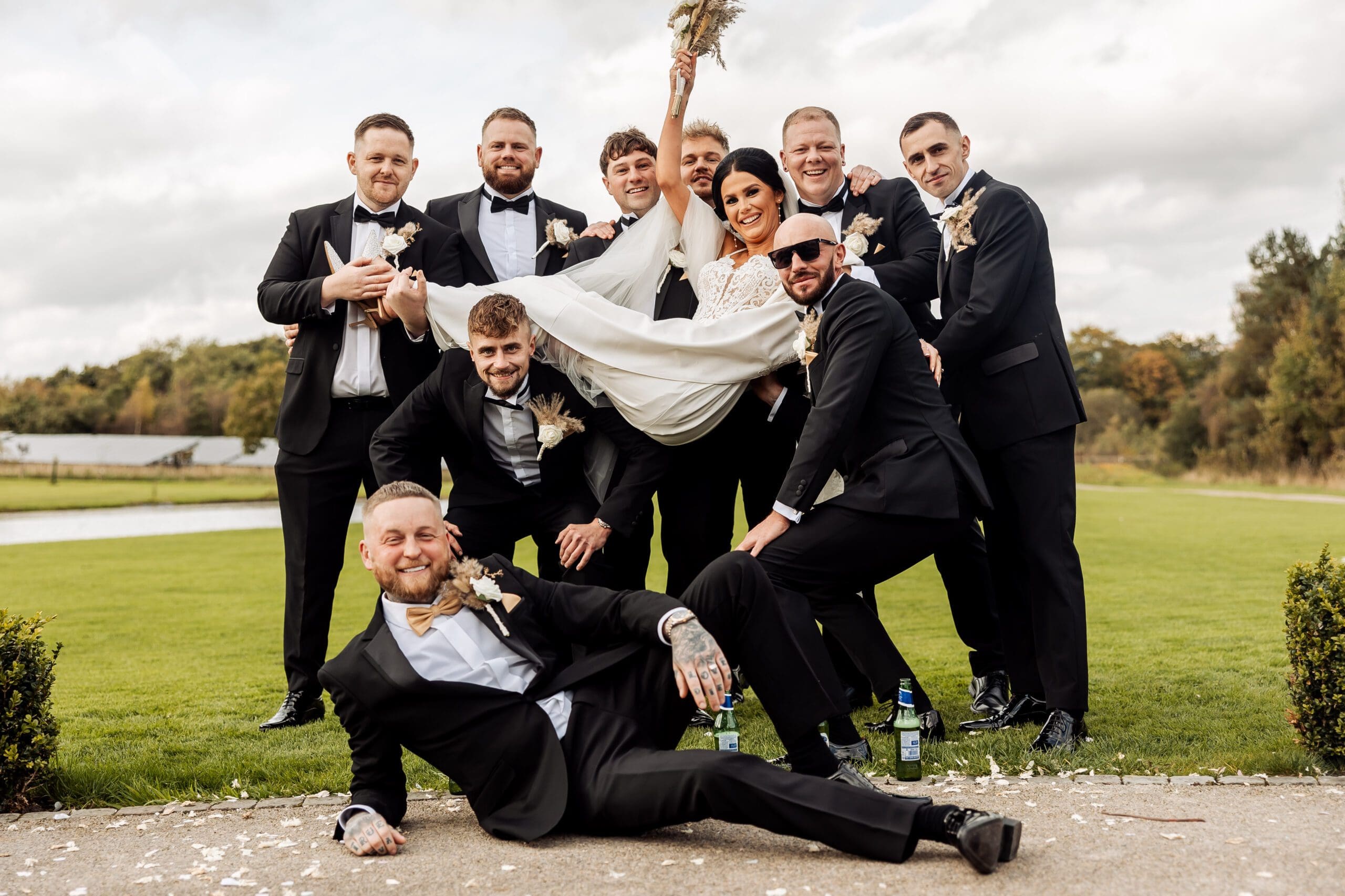 bride in the air at crow wood hotel spa