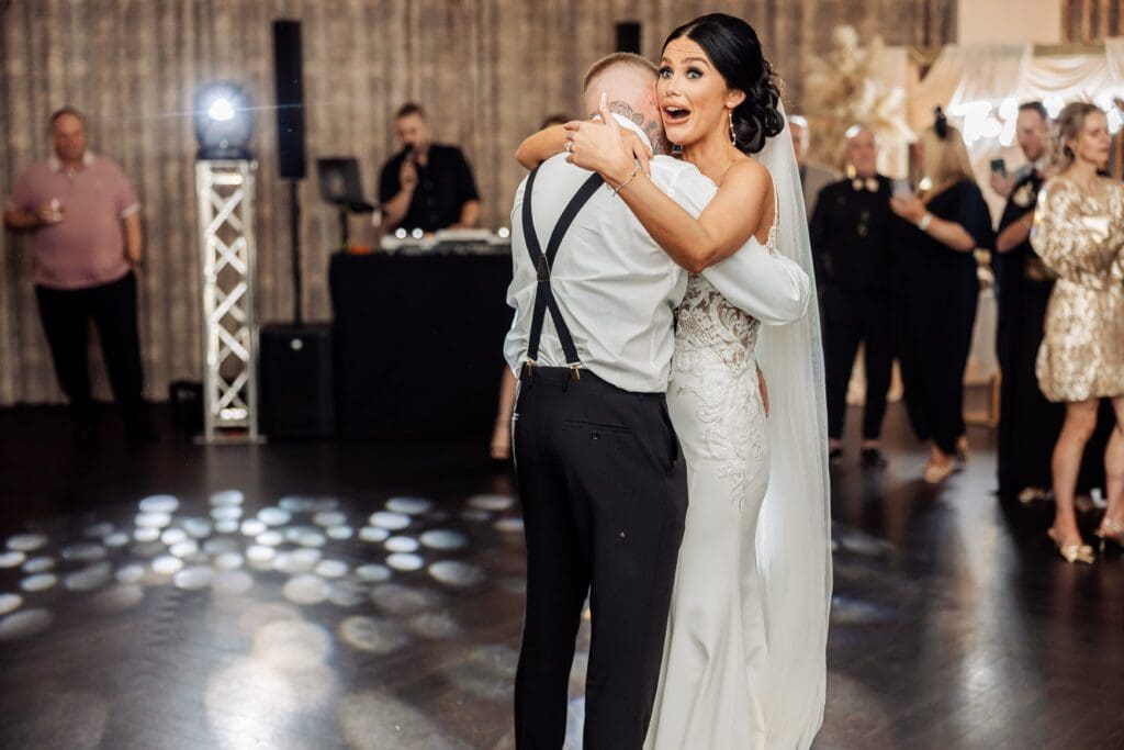 Bride & groom first dance at crow wood spa wedding