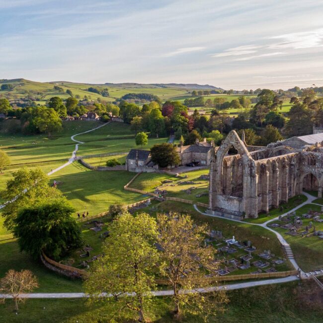 bolton abbey drone shot